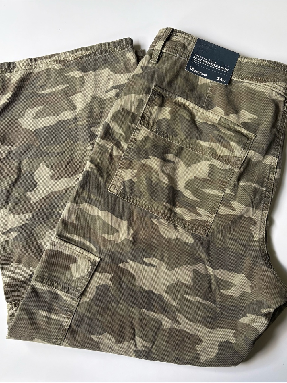 American Eagle Ex-Boyfriend Cargo Pant in Olive Camo